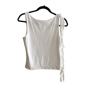 Gaze High Neck Scoop Back Tank Top with Shoulder Scarf Ruffle